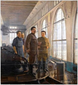 Самохвалов Александр Николаевич (Россия, 1894 - 1971) «Сталин и Киров на Волховстрое»