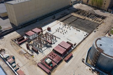 Заливка фундамента котельной и начало монтажа котлов, 2022 г.