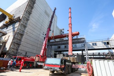 Подъем барабана котлоагрегата на эстакаду, июнь 2024
