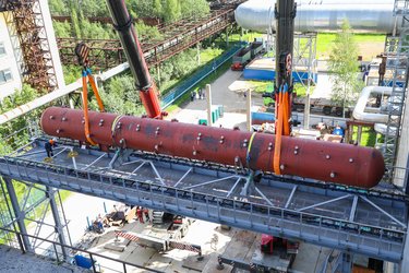 Установка барабана котлоагрегата на эстакаду, июнь 2024